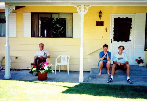Me, Mom and Grandpa at grandparents' vacation house